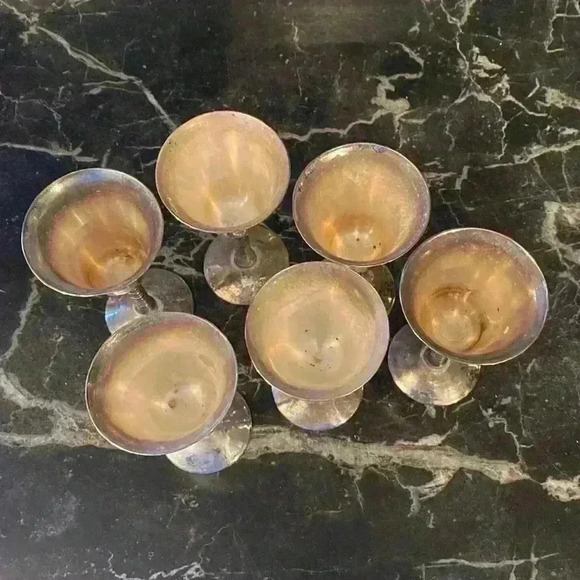 Vintage metal Goblet Chalice Wine Cup Modern Mid  Century Metal Glasses Stemware - Picture 15 of 16